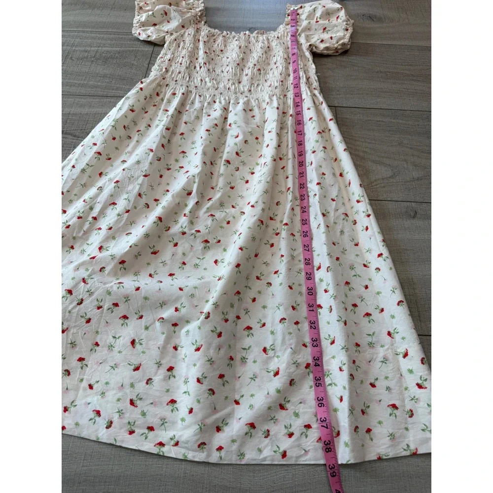 cottagecore floral midi dress smocked milkmaid - Picture 6 of 7